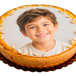 Tarta de queso con yema y piñones Personalizada